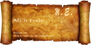 Méh Ervin névjegykártya